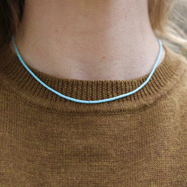 NKL Heishi Necklace with Small Blue Turquoise