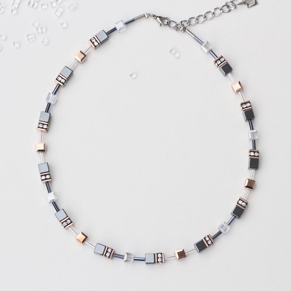 NKL HEMATITE GEO CUBE NECKLACE