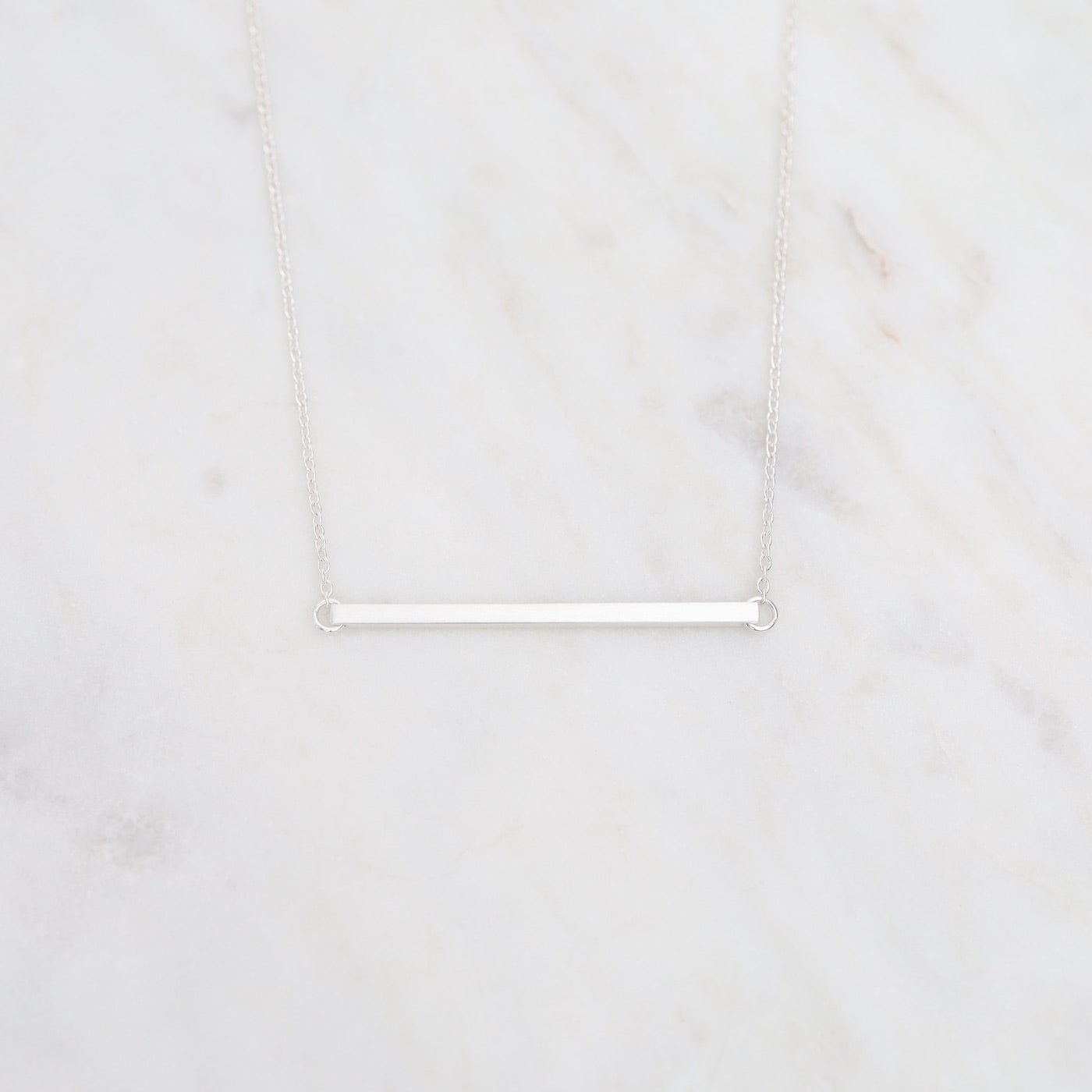 NKL Horizontal Bar Necklace - Brushed Sterling Silver