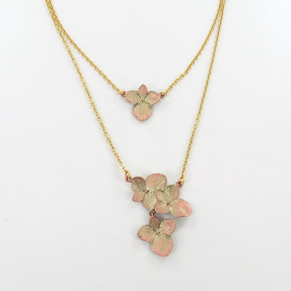 NKL Hydrangea Dainty Double Pendant Necklace