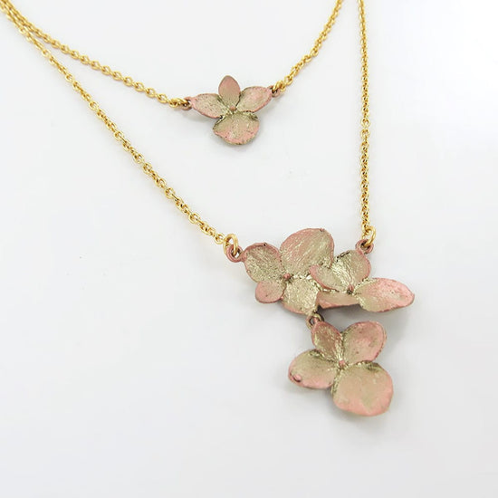 Load image into Gallery viewer, NKL Hydrangea Dainty Double Pendant Necklace
