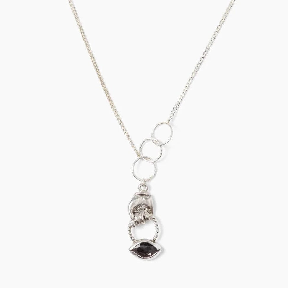 
                      
                        NKL Hypersthene Mano Evil Eye Charm Necklace
                      
                    