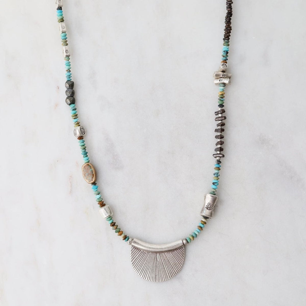 
                      
                        NKL Industrial Turquoise Fan Necklace
                      
                    