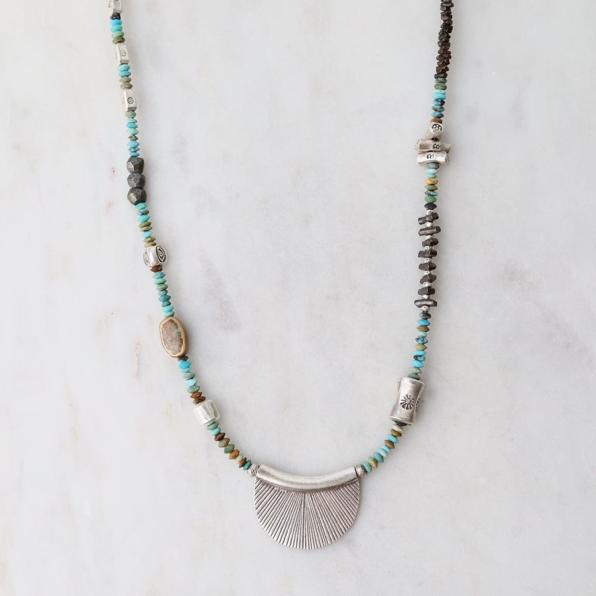 NKL Industrial Turquoise Fan Necklace