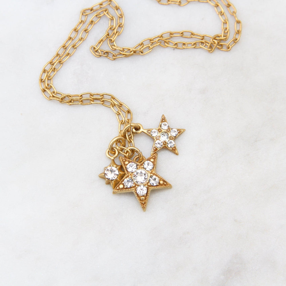 NKL-JM 3 Star Charm Necklace - Gold Plate