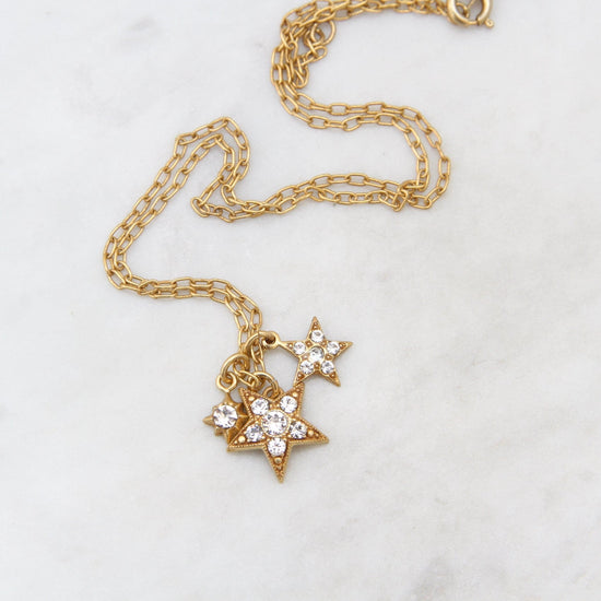 Load image into Gallery viewer, NKL-JM 3 Star Charm Necklace - Gold Plate
