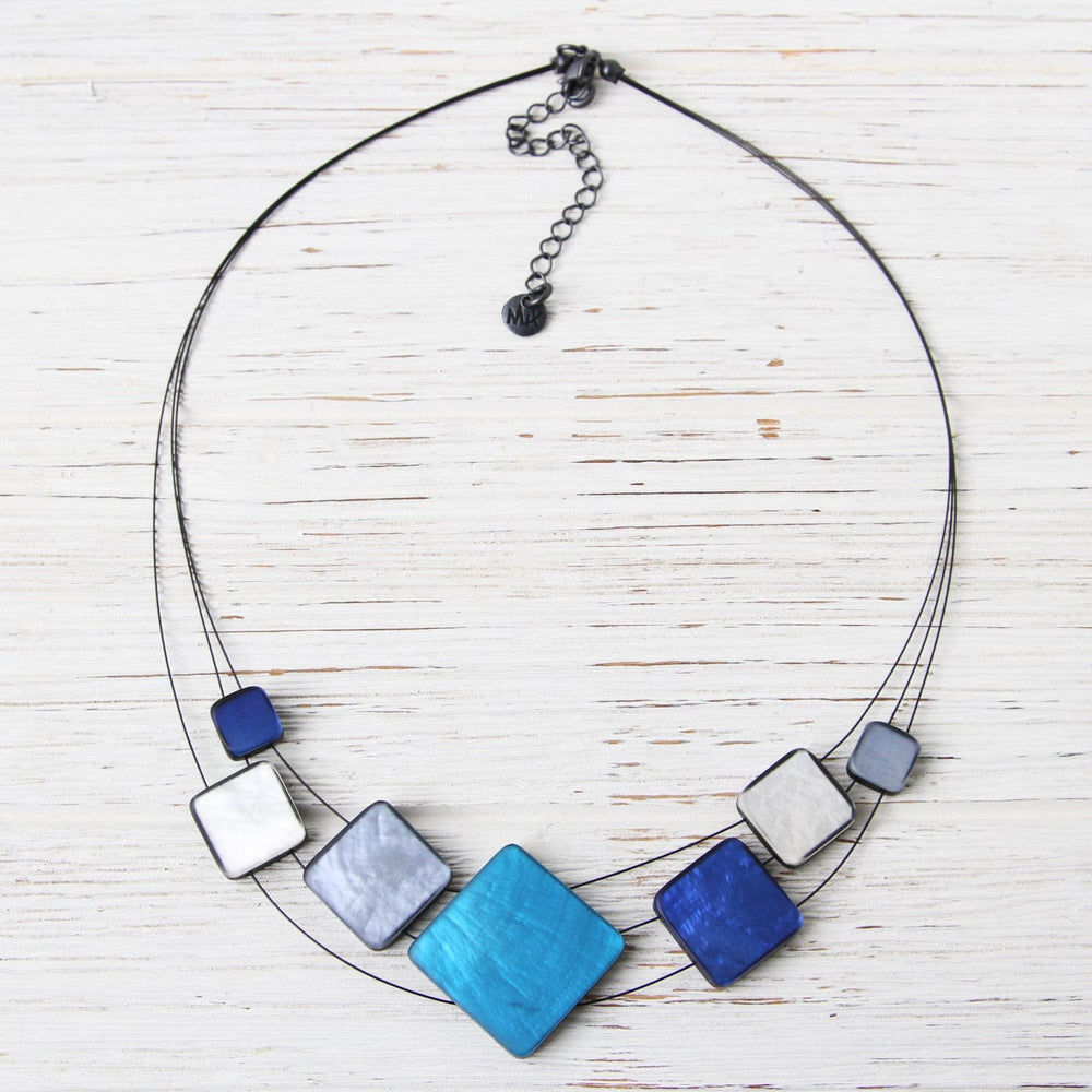 
                  
                    NKL-JM 3 Strand Blue Mix Square Resin Necklace
                  
                