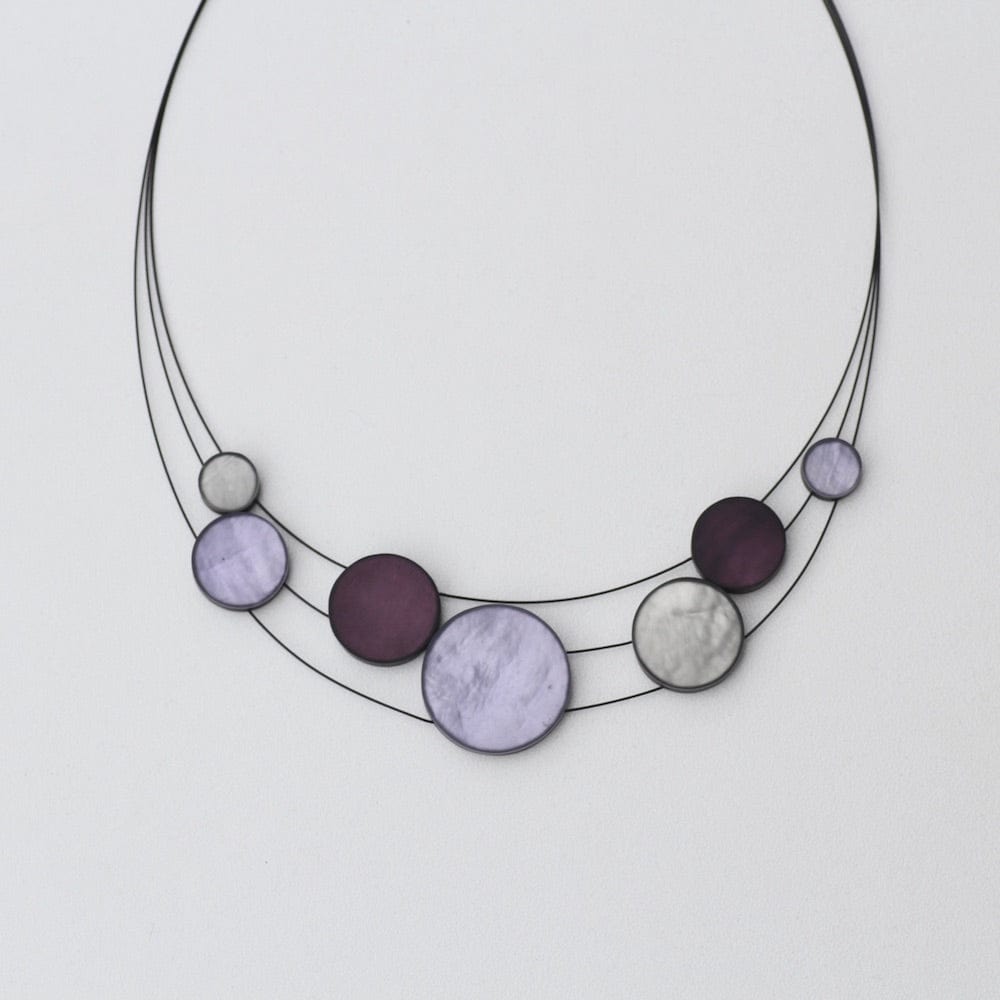 NKL-JM 3 STRAND PURPLE MIX RESIN NECKLACE