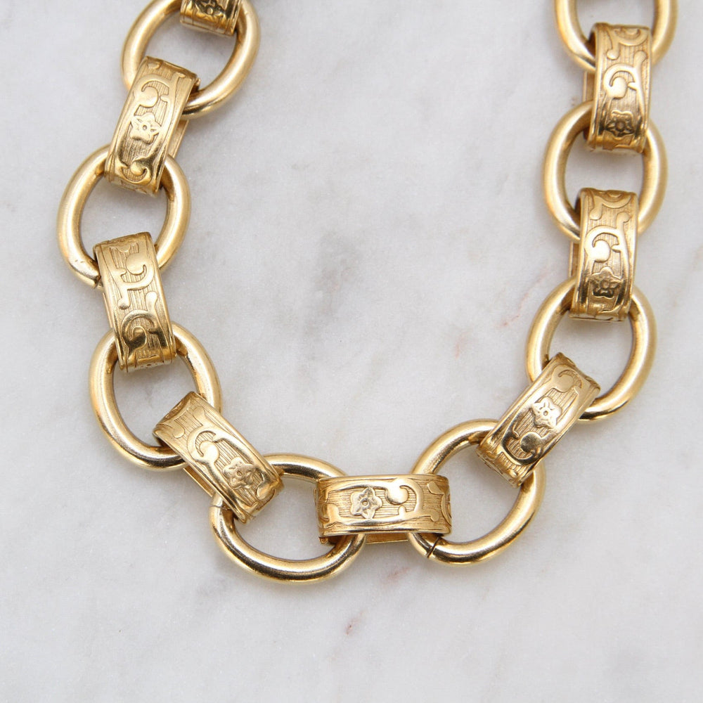 
                  
                    NKL-JM Alternating Patterned & Plain Link Heavy Chain Necklace
                  
                