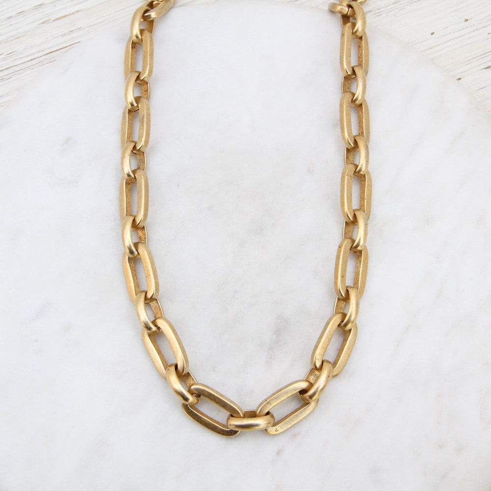 NKL-JM Alternating Rectangle & Oval Link Heavy Chain Necklace