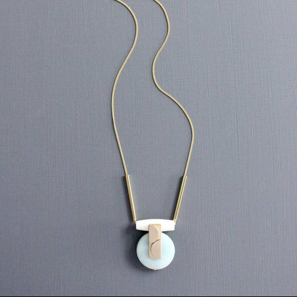 NKL-JM Amazonite Disc Artdeco Necklace