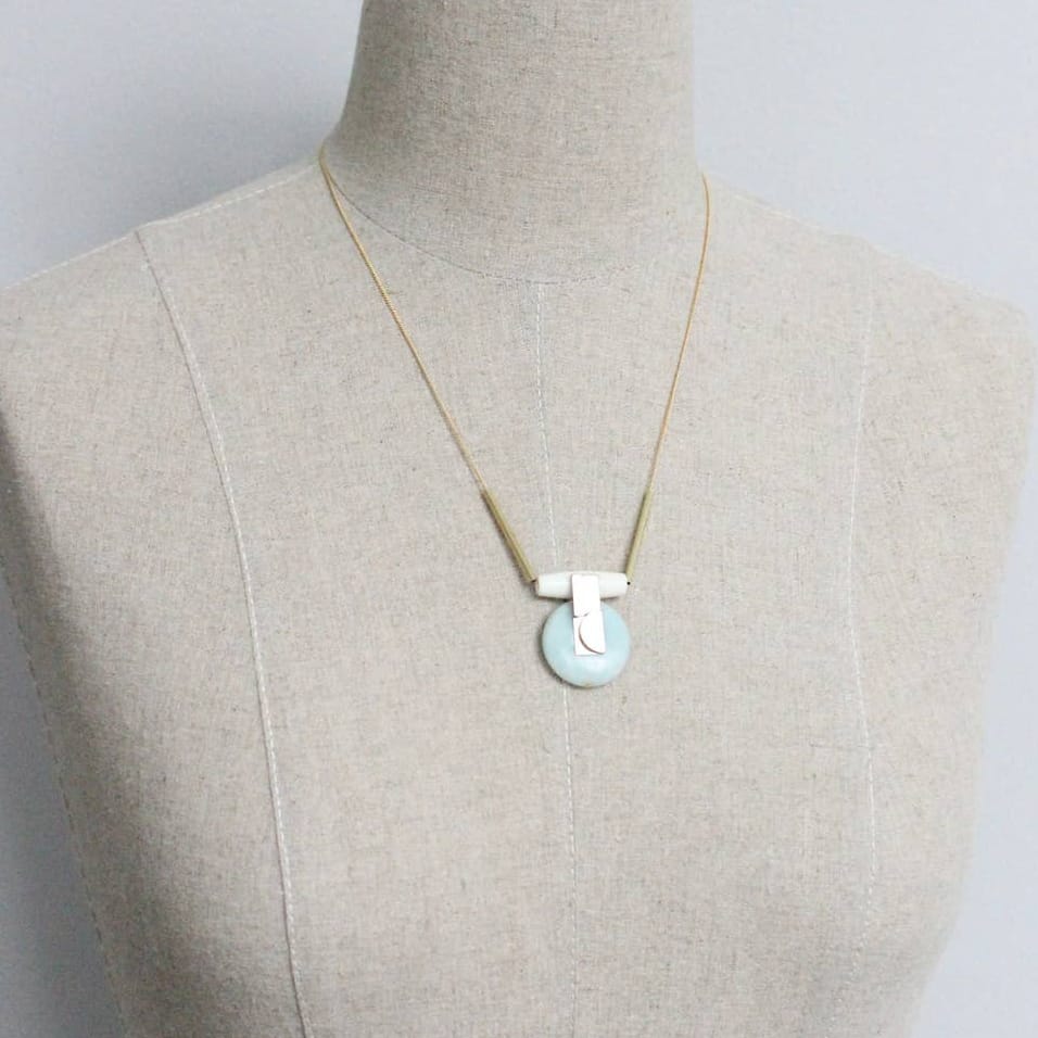 NKL-JM Amazonite Disc Artdeco Necklace