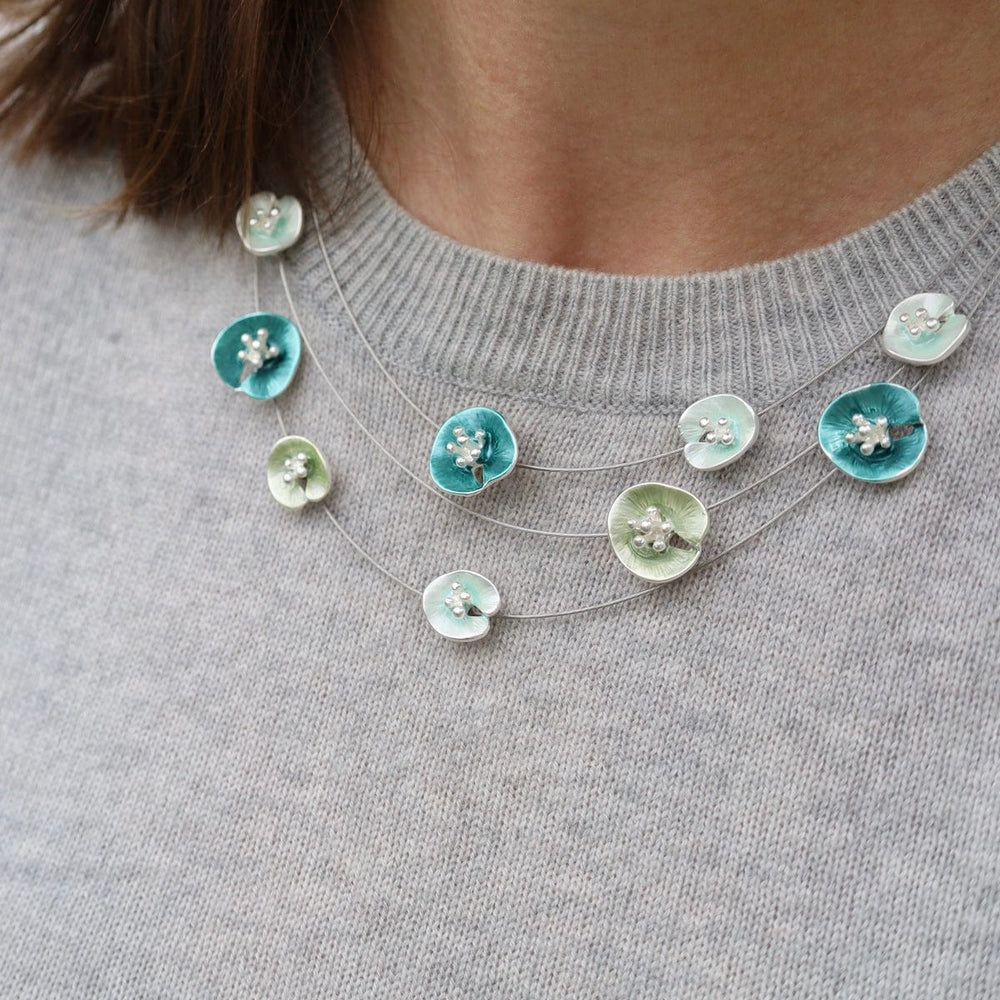 NKL-JM Aqua Lilypad Necklace