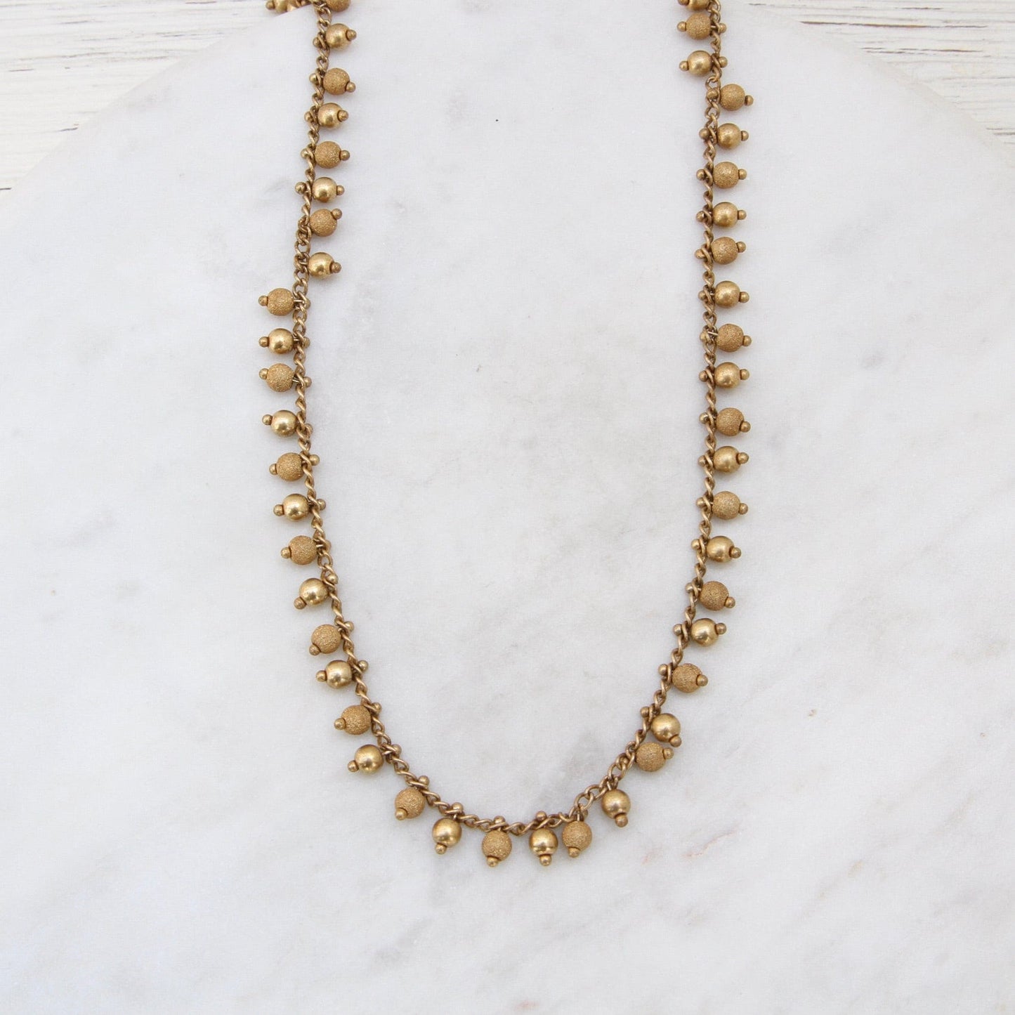 NKL-JM Bead Fringe Chain Necklace-Gold Plate