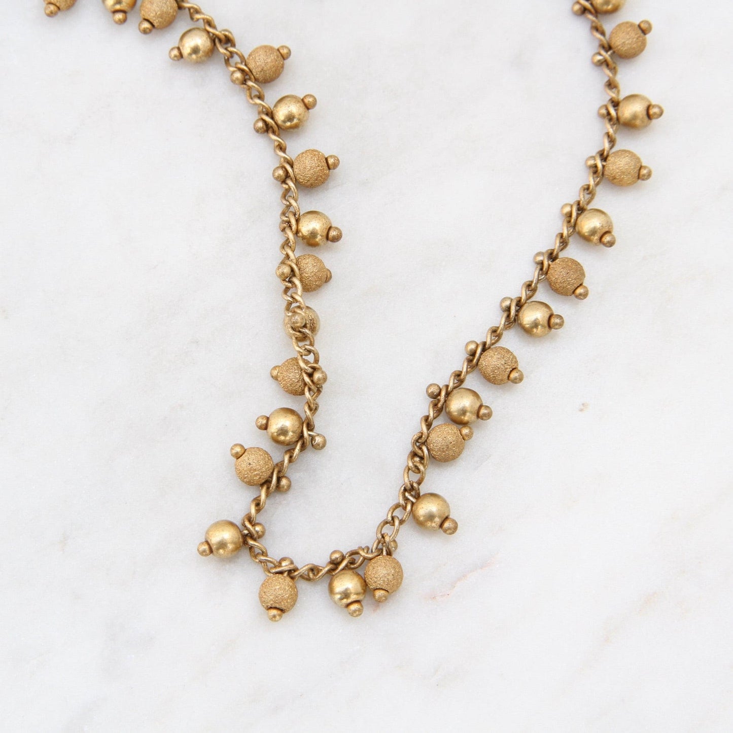 NKL-JM Bead Fringe Chain Necklace-Gold Plate