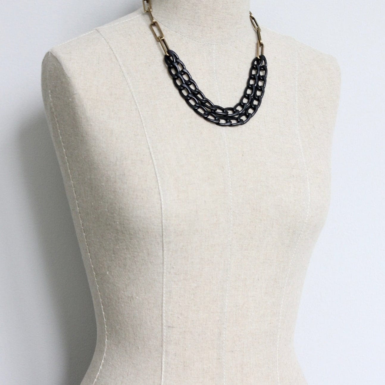 NKL-JM Black and Brass Chain Necklace