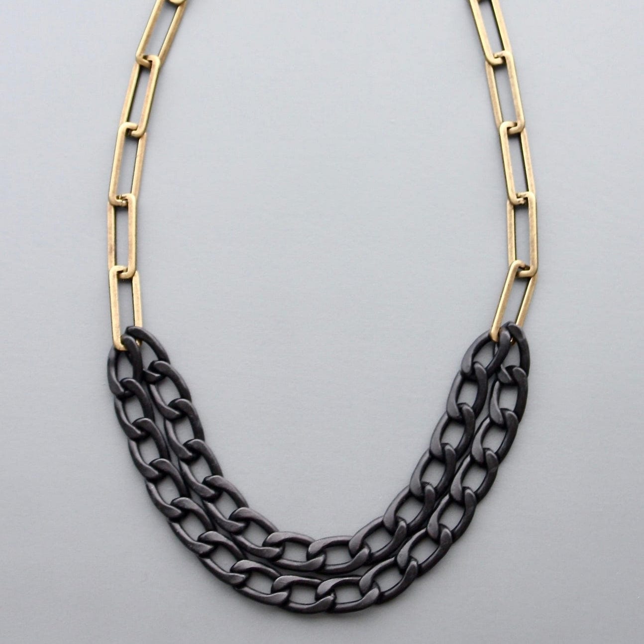 NKL-JM Black and Brass Chain Necklace
