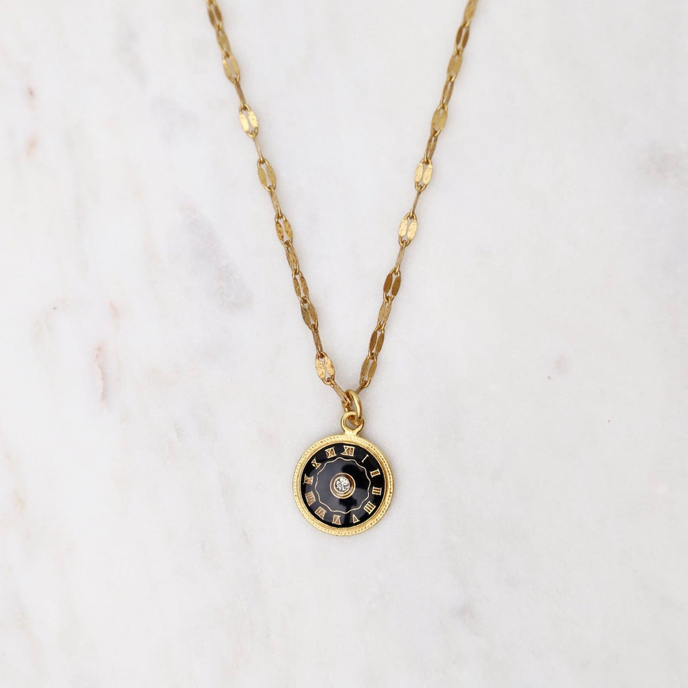 NKL-JM Black Enamel Dot Necklace