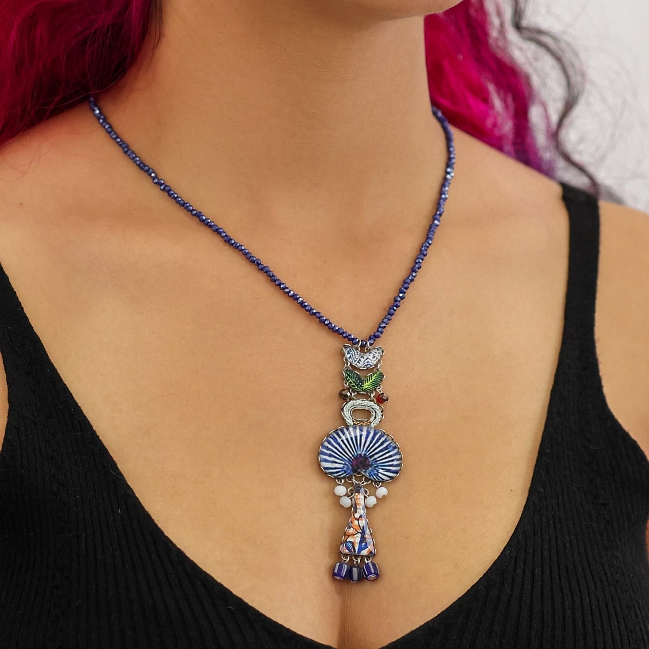 NKL-JM Blue Domes Pendant Necklace