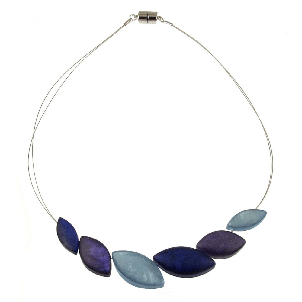 NKL-JM Blue Mix Coastal Leaf Necklace