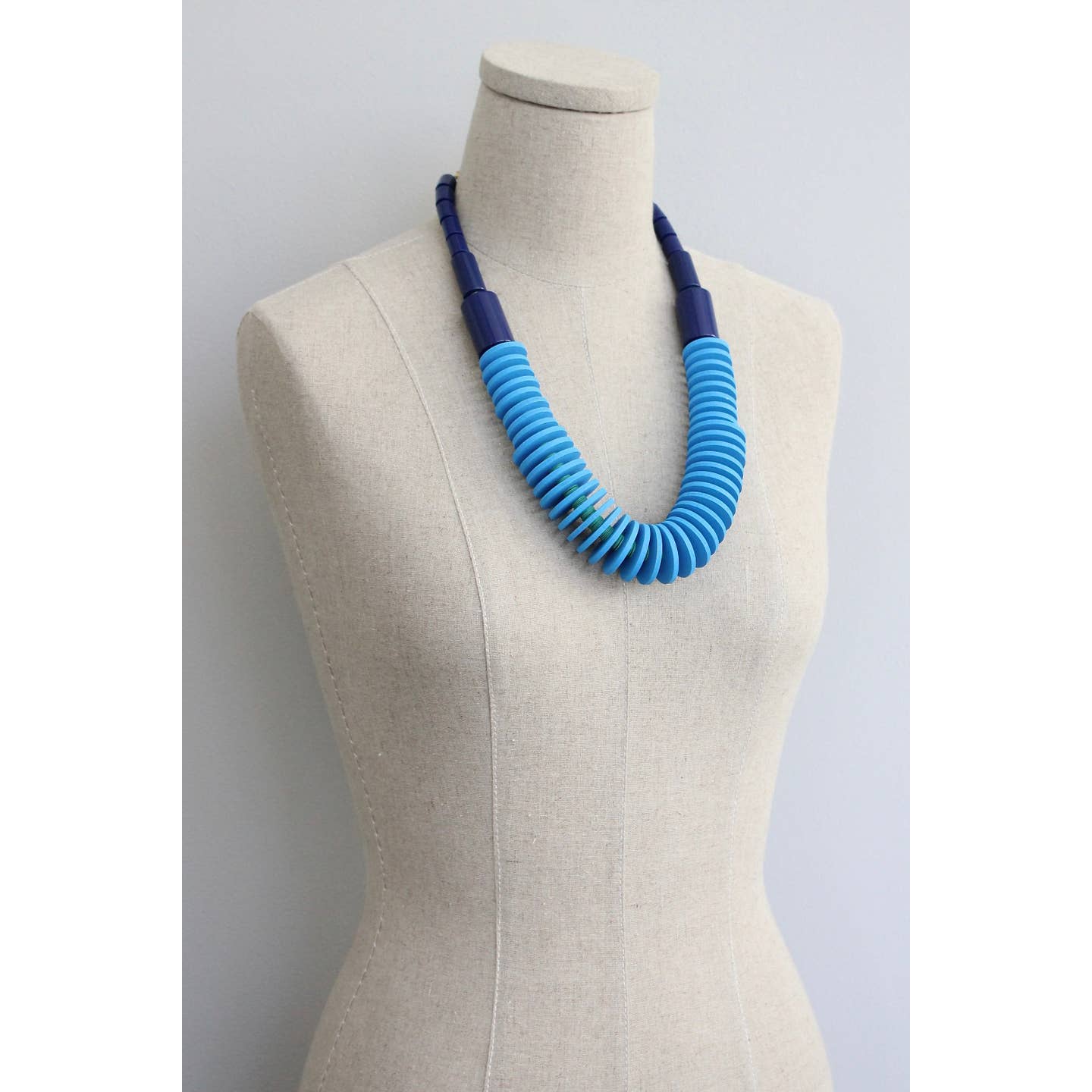 NKL-JM Capri Blue Wood and Acrylic Necklace