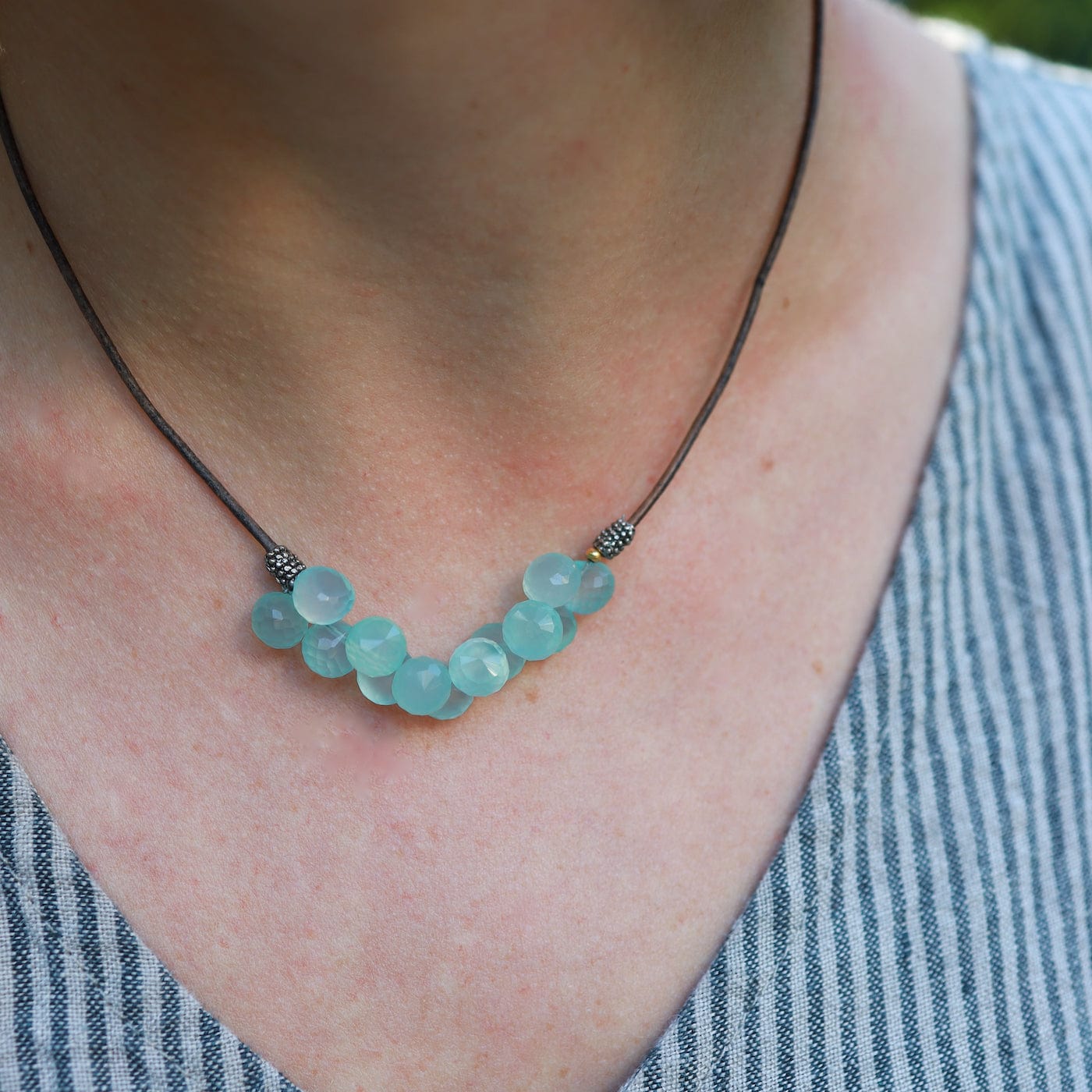 NKL-JM Chalcedony Bubble Briolettes Necklace