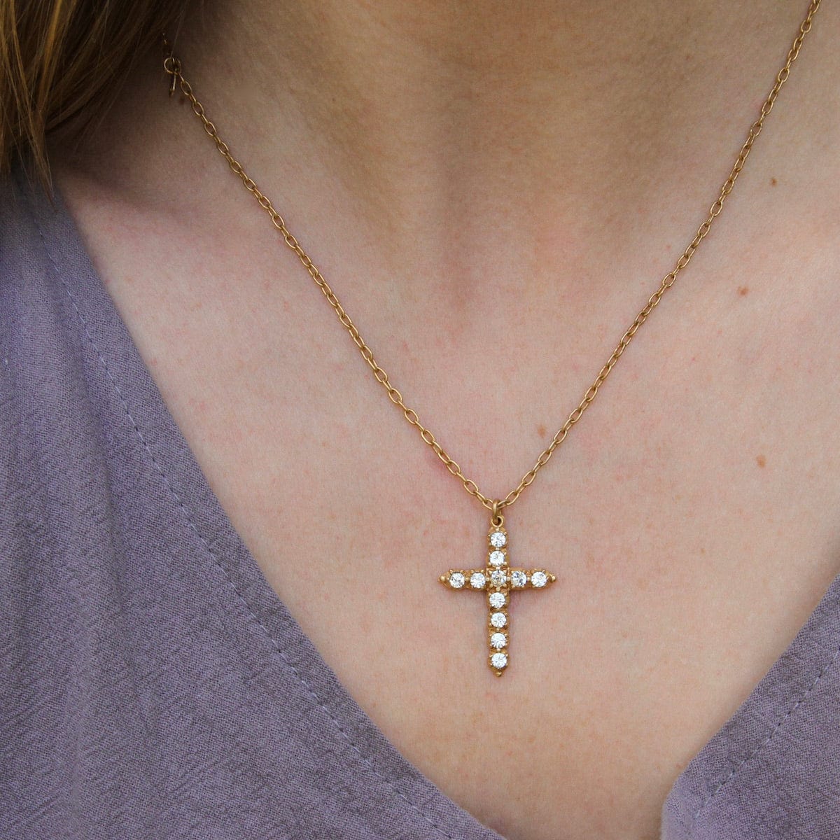 NKL-JM Cross Necklace - Swarovski Crystals