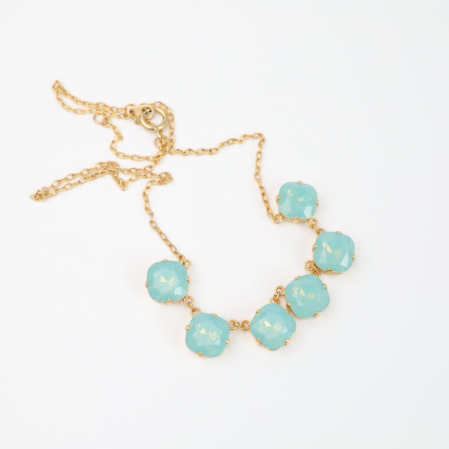 NKL-JM Crystal Line Necklace in Pacific Opal - Gold Plate