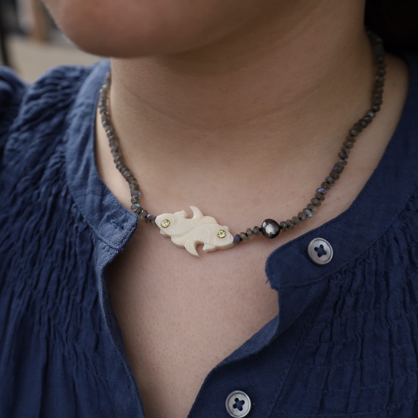 NKL-JM Double Koi Labradorite Necklace