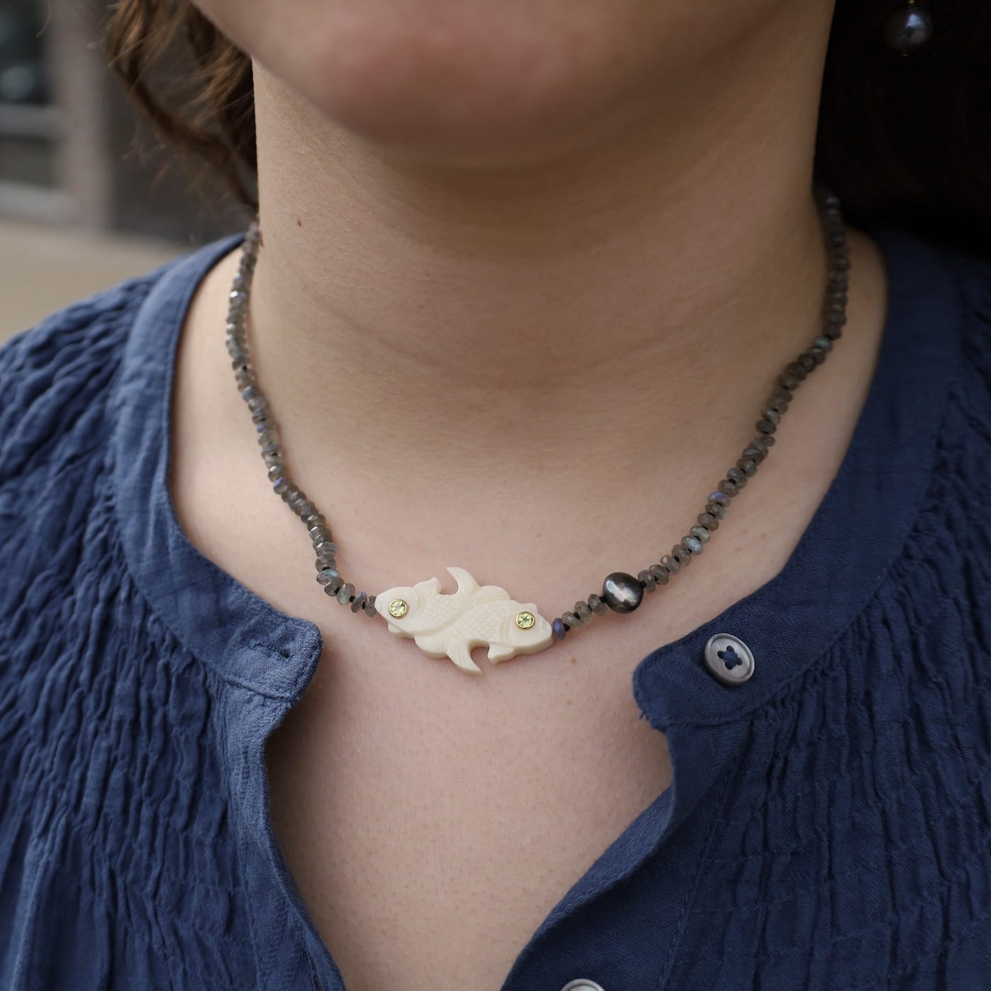 NKL-JM Double Koi Labradorite Necklace