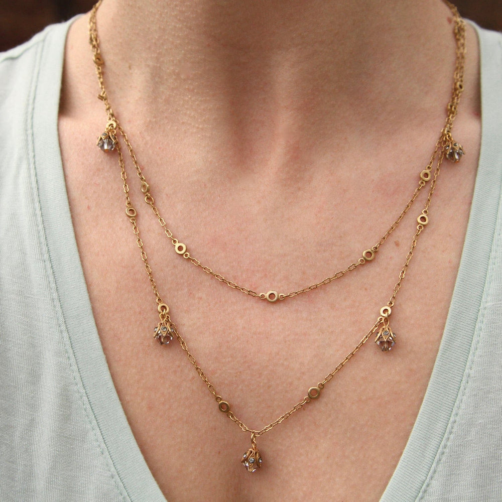 NKL-JM Double Strand Swarovski Crysatal Drop Necklace