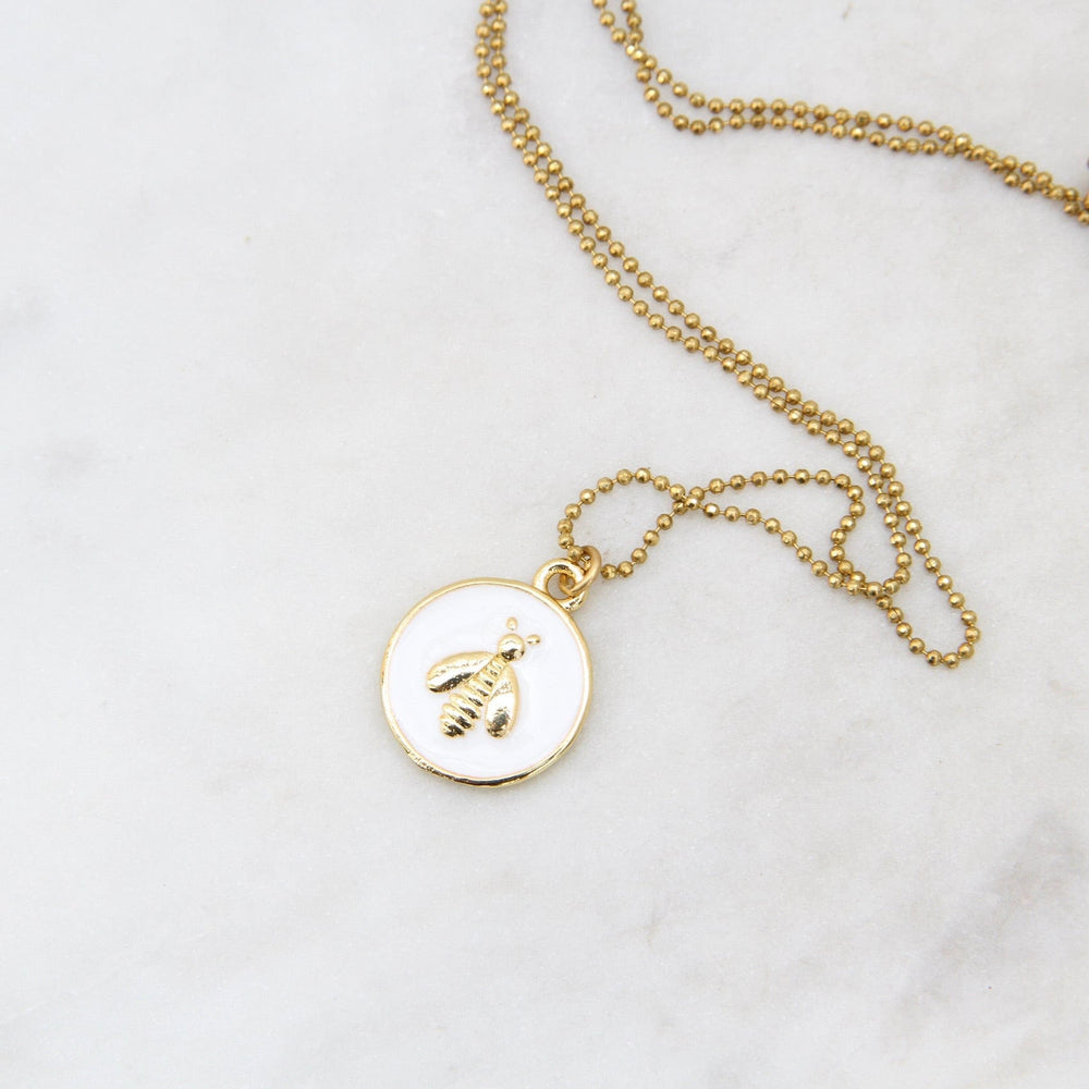 
                  
                    NKL-JM Enamel Bee Necklace - White
                  
                