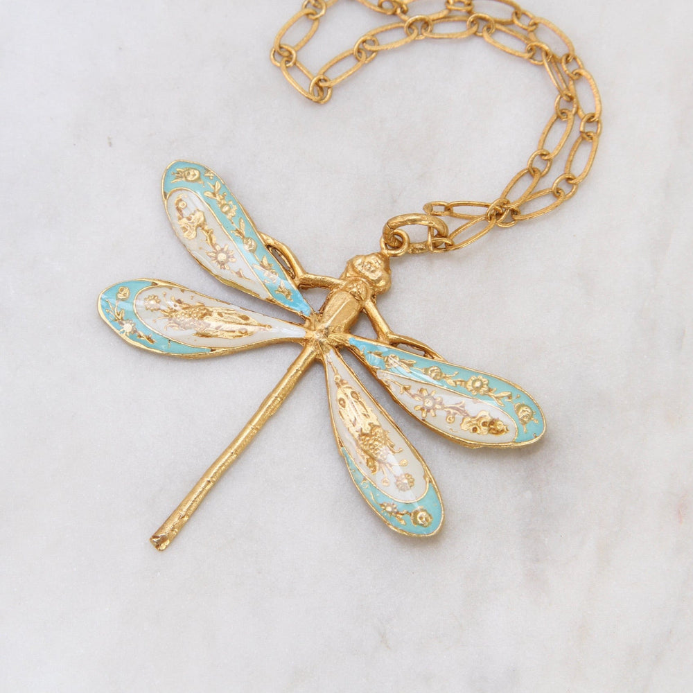 
                      
                        NKL-JM Enamel Dragonfly Necklace- Light Blue & White
                      
                    