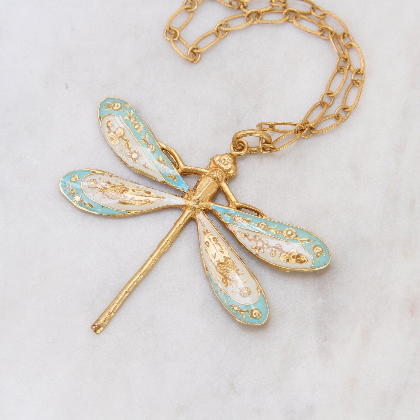 Sterling Silver Blue Opal Dragonfly Necklace