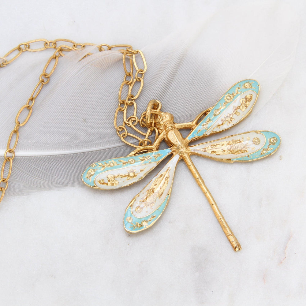 
                      
                        NKL-JM Enamel Dragonfly Necklace- Light Blue & White
                      
                    