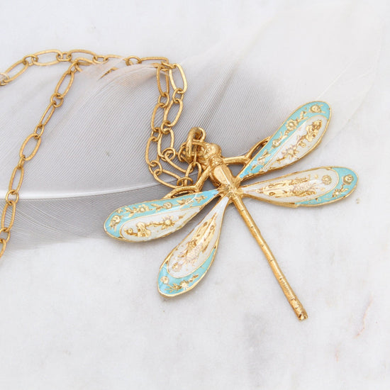 Painted Sterling Silver Necklace with Blue Dragonfly Pendant - Dragonfly's  Imagination | NOVICA
