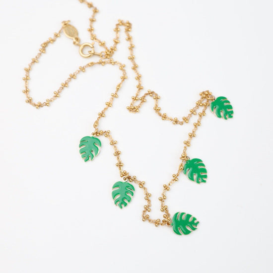 Load image into Gallery viewer, NKL-JM Enamel Frond Necklace - Green

