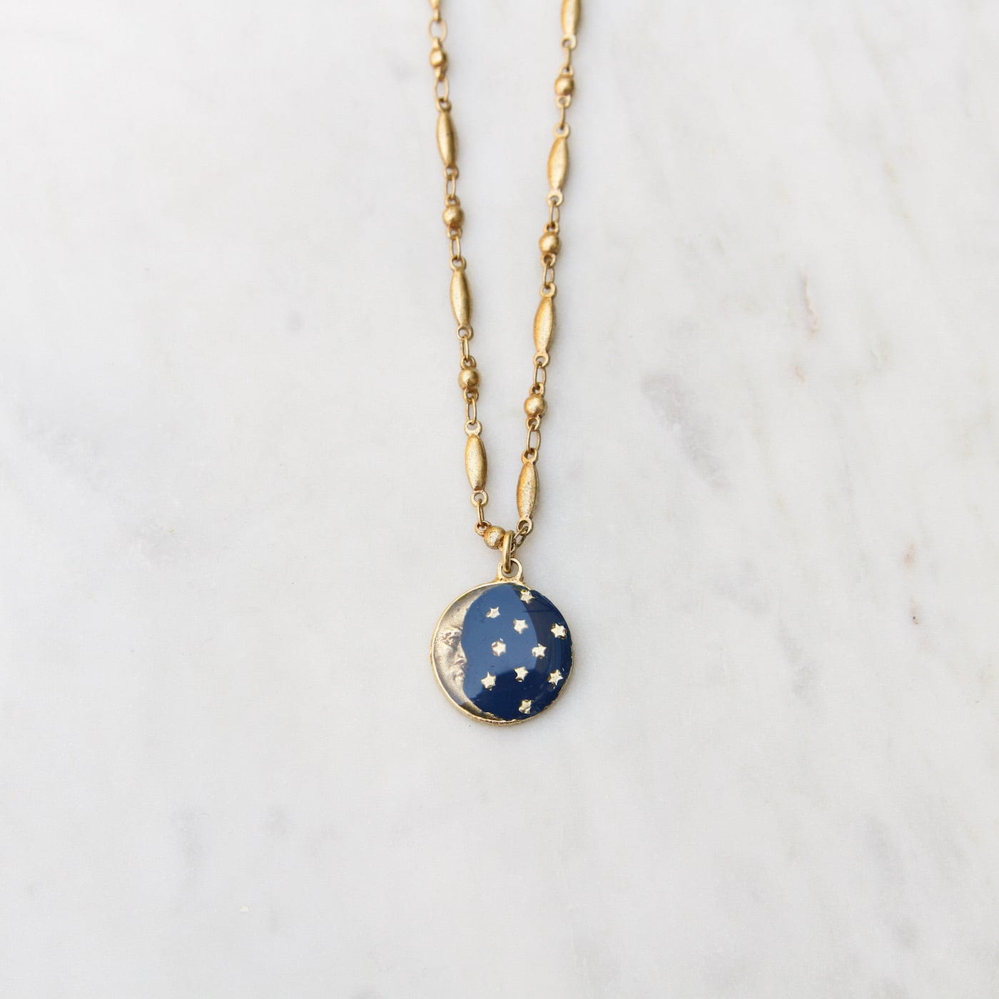 NKL-JM Enamel Moon Charm Necklace