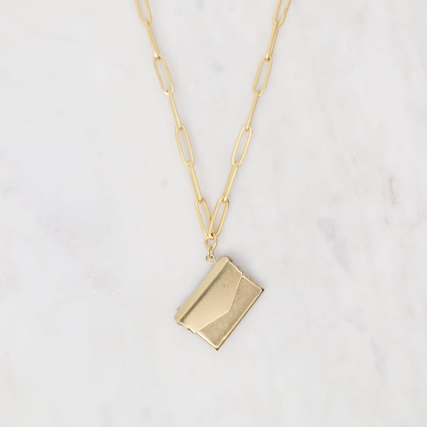 NKL-JM Envelope Pendant Necklace - Gold Plate