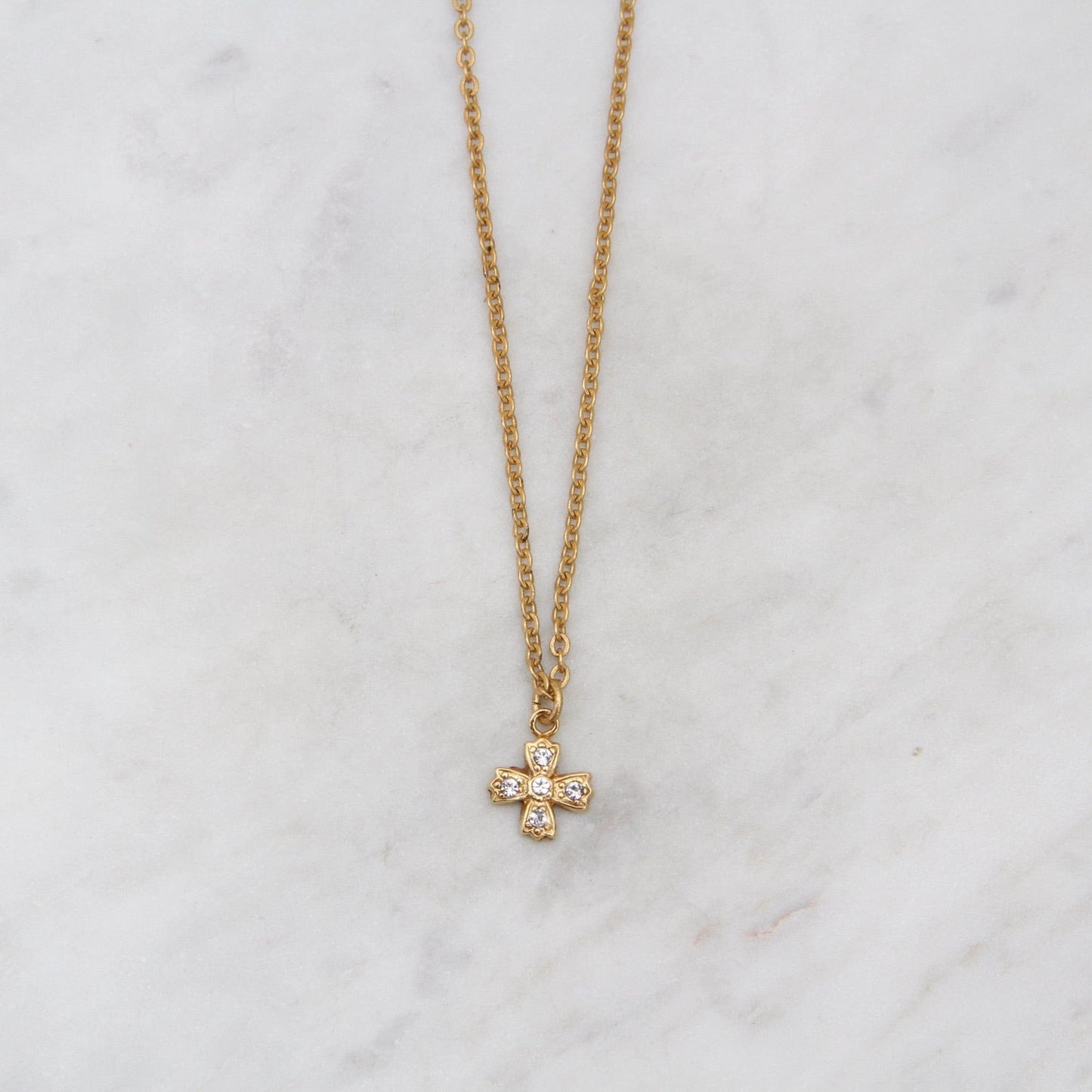 NKL-JM Flower Charm Necklace - Gold Plate