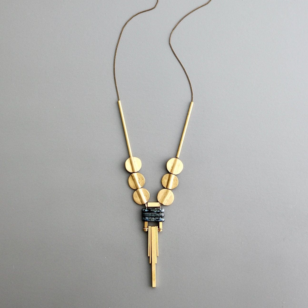 NKL-JM Geometric Glass Pendant Necklace