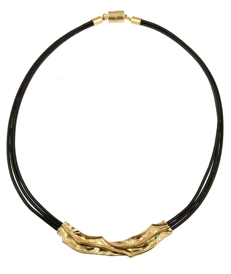 
                      
                        NKL-JM Gold Crinkle Bar Black Necklace
                      
                    