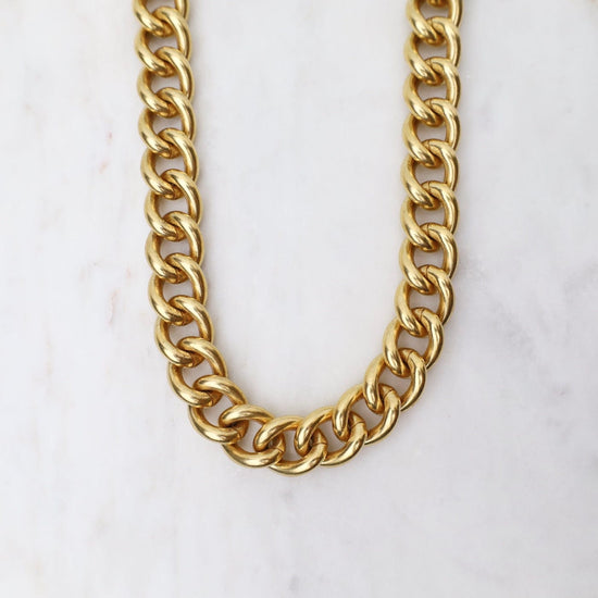 NKL-JM Gold Heavy Curb Chain Necklace