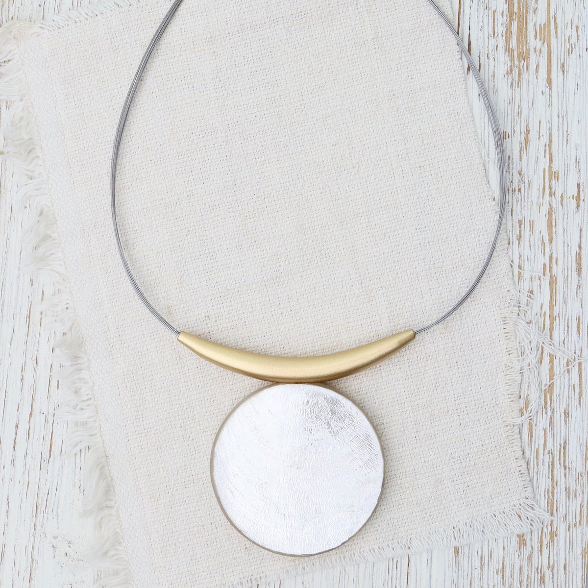 Load image into Gallery viewer, NKL-JM Gold Tube White Resin Necklace
