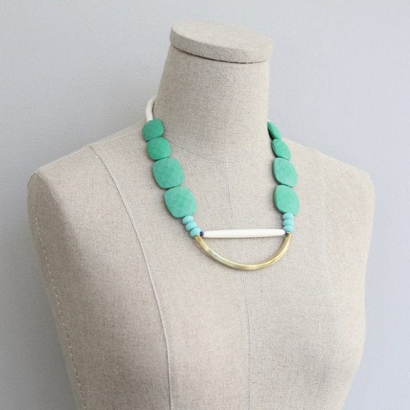 NKL-JM Green and Turquoise Geometric Necklace