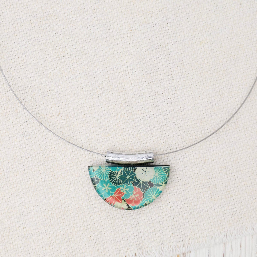 NKL-JM Green Kimono Half Moon Pendant