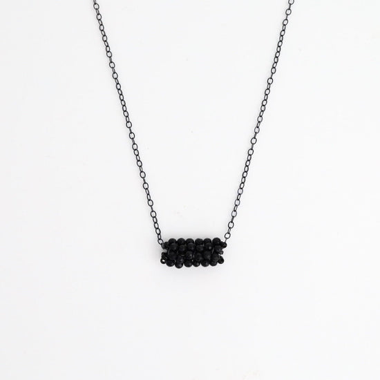 NKL-JM Hand Stitched Black Spinel Necklace
