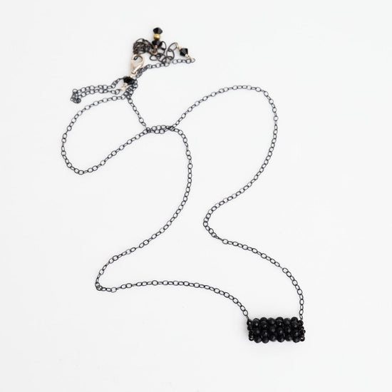 NKL-JM Hand Stitched Black Spinel Necklace