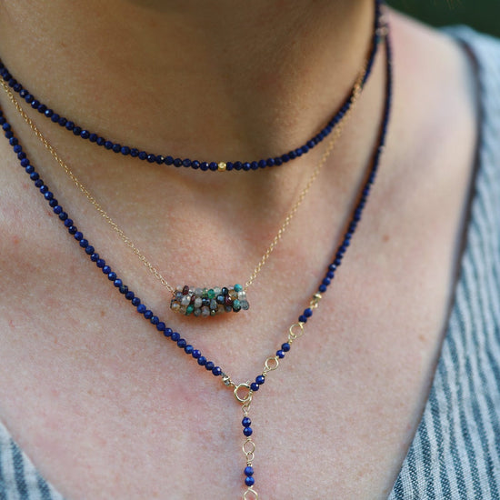 Load image into Gallery viewer, NKL-JM Hand Stitched Mixed Gemstones Necklace
