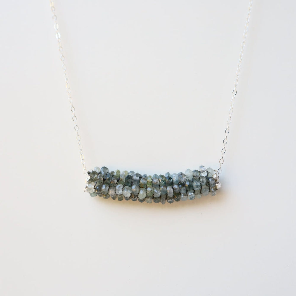 
                  
                    NKL-JM Hand Stitched Moss Aquamarine Necklace with Silver Trim
                  
                